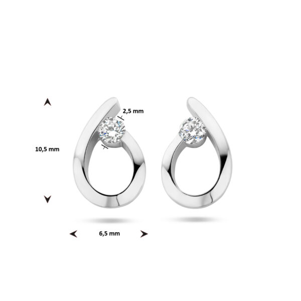 oorknoppen druppel zirkonia zilver gerhodineerd - Afbeelding 4