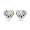 oorknoppen hart en zirkonia zilver gerhodineerd