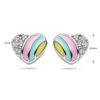 oorknoppen hart en zirkonia zilver gerhodineerd - Afbeelding 4