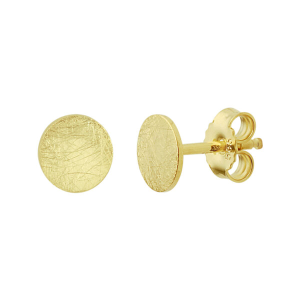 oorknoppen rondje gescratcht 14K geelgoud
