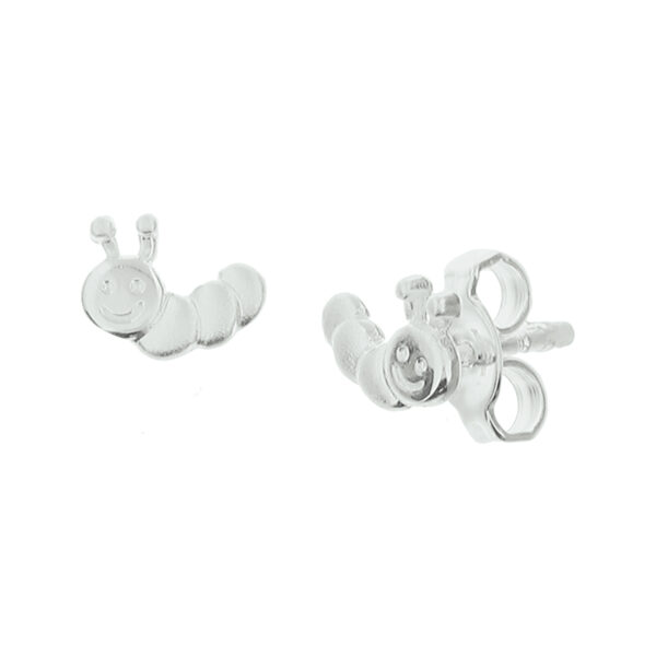 oorknoppen rups zilver wit