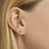 oorknoppen saffier en zirkonia halo 14K geelgoud - Afbeelding 2