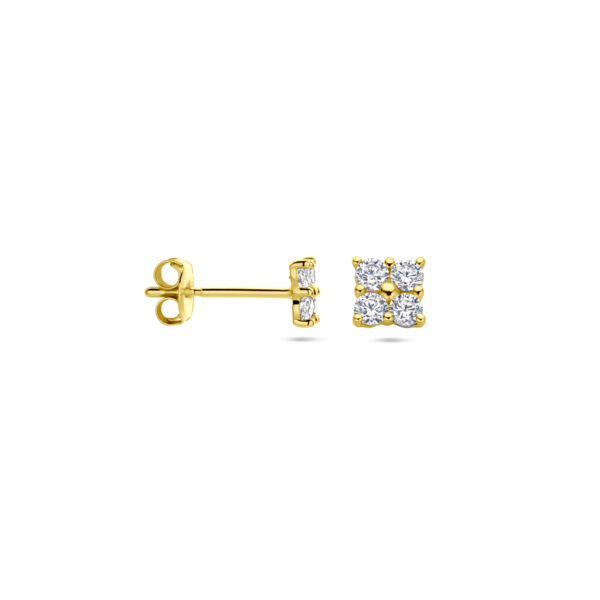 oorknoppen zirkonia 14K geel - Afbeelding 3