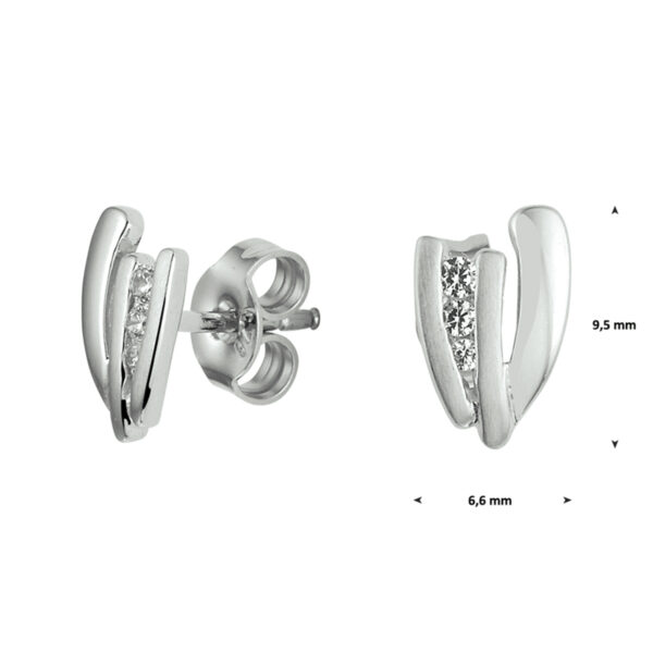 oorknoppen zirkonia zilver gerhodineerd - Afbeelding 2