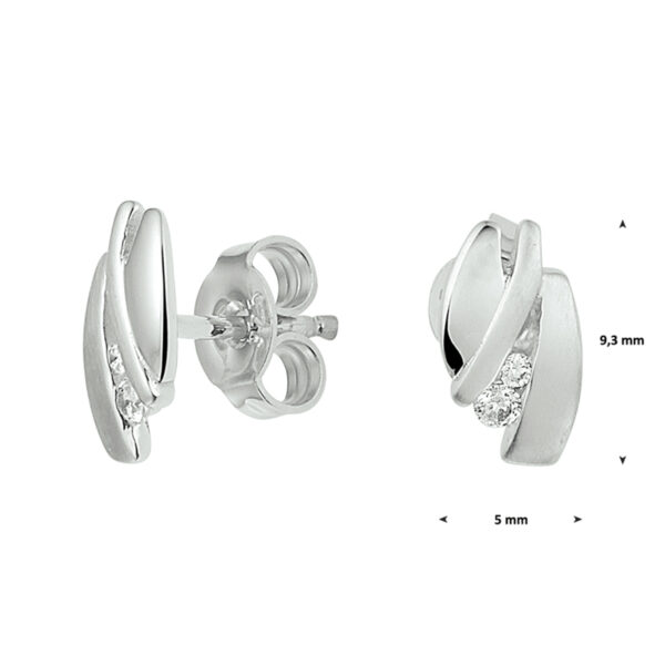 oorknoppen zirkonia zilver gerhodineerd - Afbeelding 3