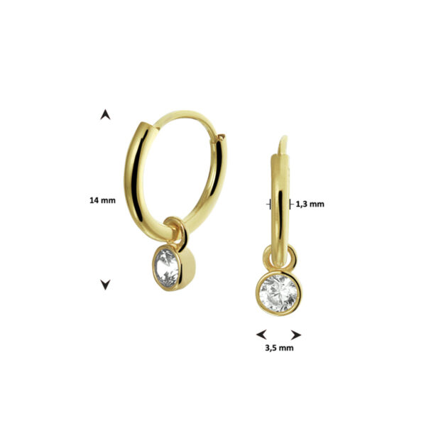 oorringen met hangers zirkonia 14K geel - Afbeelding 2