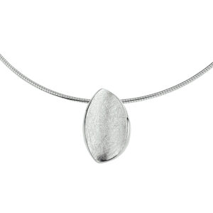 collier gescratcht 42 + 3 cm zilver gerhodineerd