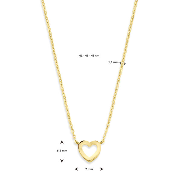 collier hart 41 + 4 cm 14K geel - Afbeelding 4