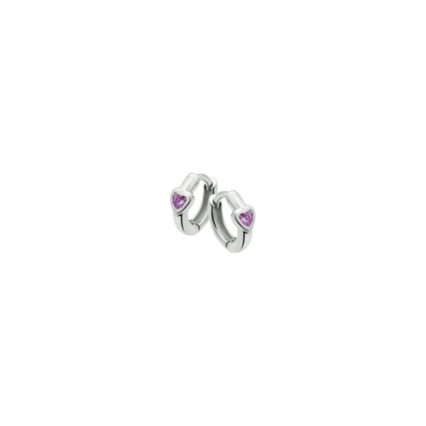 klapoorringen hart paars zirkonia zilver wit - Afbeelding 2