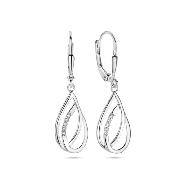 Oorhangers druppel zirkonia brisur haak 34 mm zilver gerhodineerd - Afbeelding 3