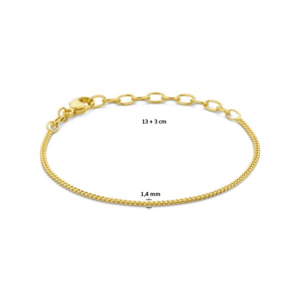 armband gourmette 4-zijdes geslepen 1,4 mm 14K geelgoud - Afbeelding 3