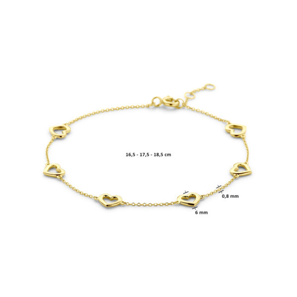armband hartjes 16,5 - 17,5 - 18,5 cm 14K geelgoud - Afbeelding 3