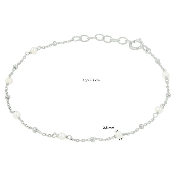 armband parel 16,5 + 2 cm zilver gerhodineerd - Afbeelding 3