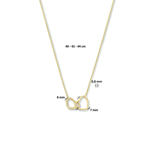 collier hartjes 40 - 42 - 44 cm 14K geelgoud - Afbeelding 4