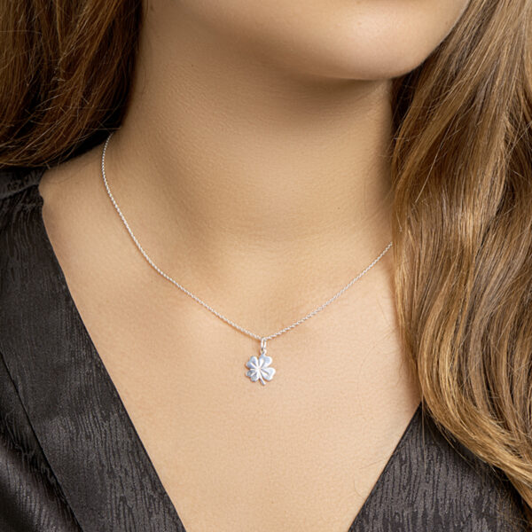 collier klaver 41 + 4 cm zilver wit - Afbeelding 2