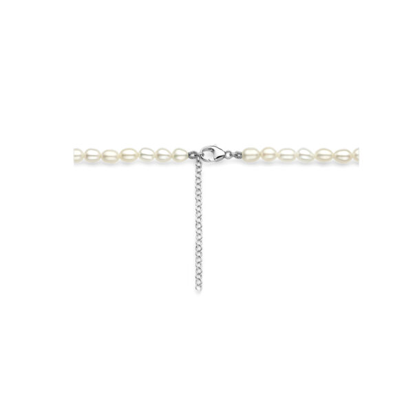 collier parels 5,0 mm 40 + 5 cm zilver gerhodineerd - Afbeelding 3