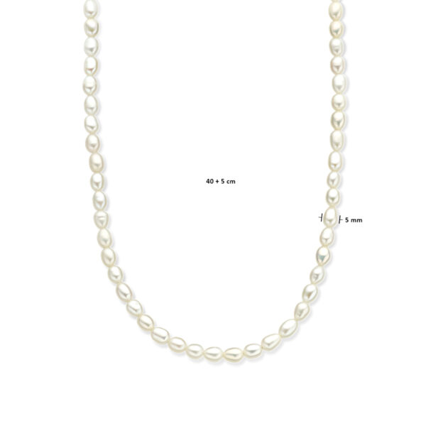collier parels 5,0 mm 40 + 5 cm zilver gerhodineerd - Afbeelding 4