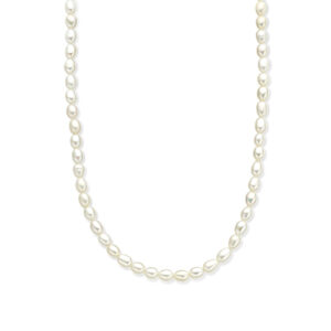 collier parels 5,0 mm 40 + 5 cm zilver gerhodineerd