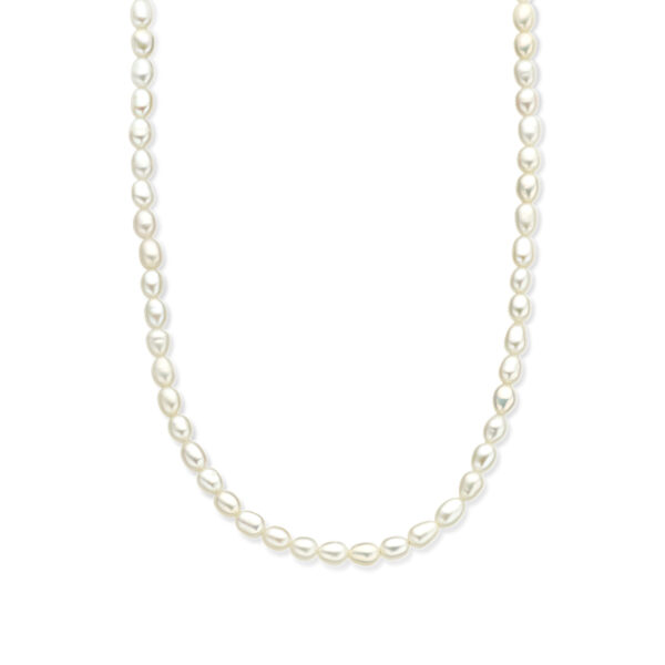 collier parels 5,0 mm 40 + 5 cm zilver gerhodineerd