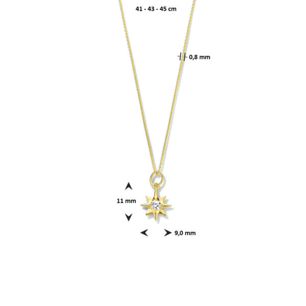 collier poolster zirkonia 41 - 43 - 45 cm 14K geelgoud - Afbeelding 4
