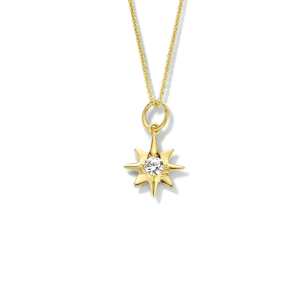 collier poolster zirkonia 41 - 43 - 45 cm 14K geelgoud
