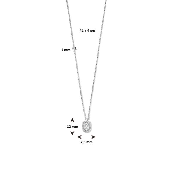 collier zirkonia 41 + 4 cm halo zilver gerhodineerd - Afbeelding 5