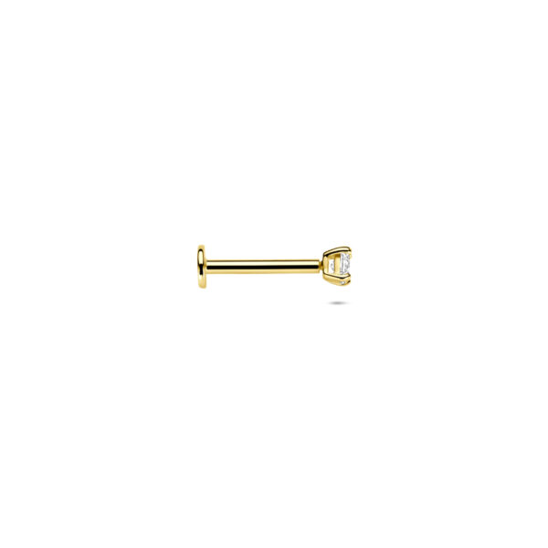 flat back piercing zirkonia 2,5 mm 14K geelgoud - Afbeelding 3