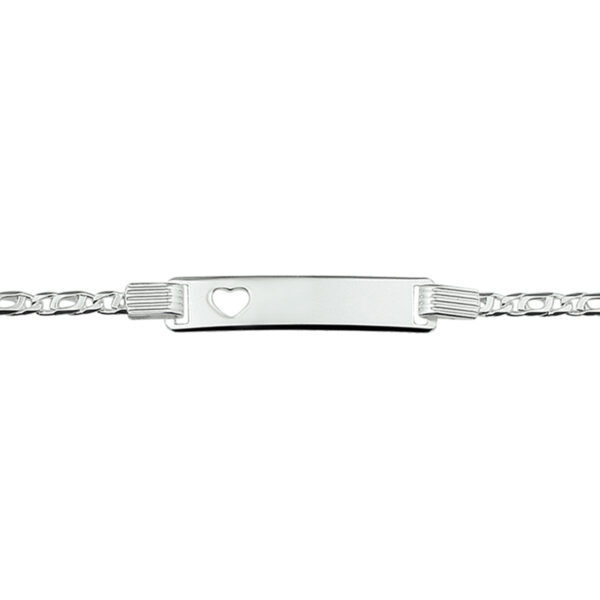graveerarmband hart plaat 6 mm 16-18 cm zilver gerhodineerd