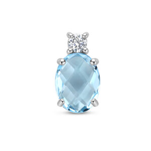 hanger blauw topaas en zirkonia 13 mm zilver gerhodineerd