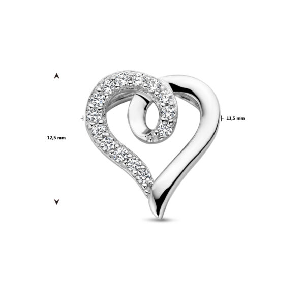 hanger hart en zirkonia zilver gerhodineerd - Afbeelding 4