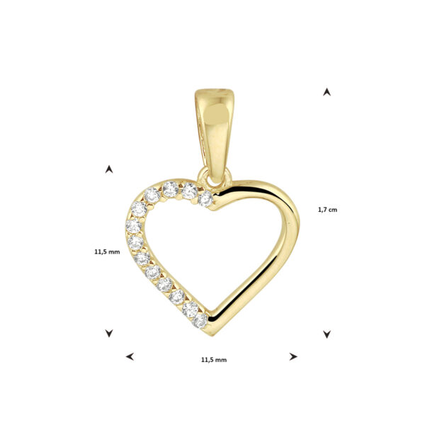 hanger hart zirkonia 14K geelgoud - Afbeelding 3