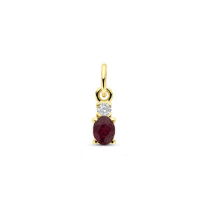 hanger robijn en zirkonia 12 mm 14K geelgoud
