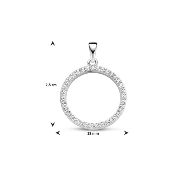 hanger rondje zirkonia zilver gerhodineerd - Afbeelding 4