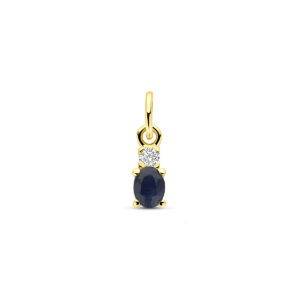 hanger saffier en zirkonia 12 mm 14K geelgoud