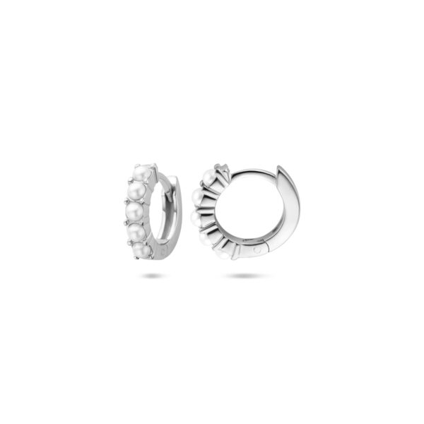 klapoorringen parel 10,5 mm zilver gerhodineerd - Afbeelding 3