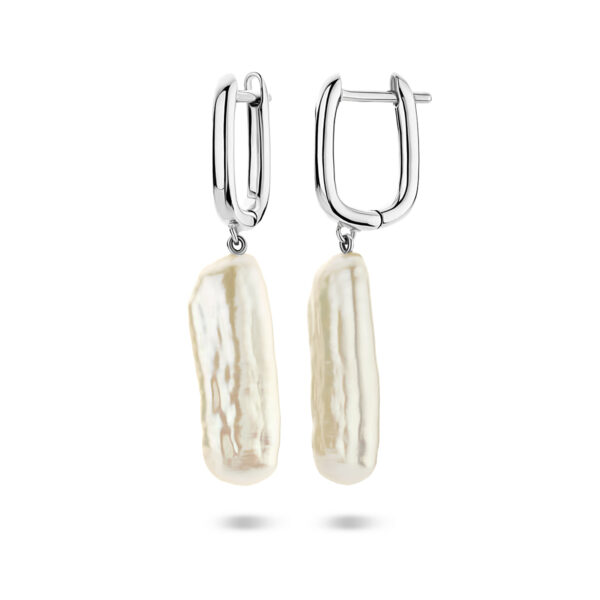 klapoorringen parel 38 mm zilver gerhodineerd - Afbeelding 3