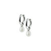 klapoorringen parel zilver gerhodineerd