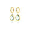 klapoorringen sky blue topaas 26 mm 1 micron zilver verguld (geel)