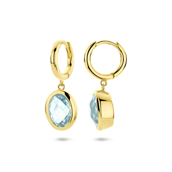 klapoorringen sky blue topaas 26 mm 1 micron zilver verguld (geel) - Afbeelding 3