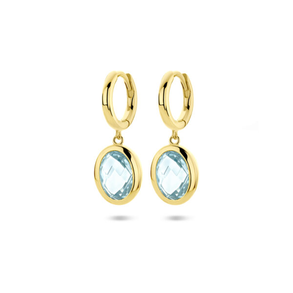klapoorringen sky blue topaas 26 mm 1 micron zilver verguld (geel)