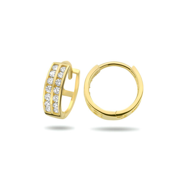 klapoorringen zirkonia 11,5 mm 14K geelgoud - Afbeelding 3