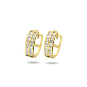 klapoorringen zirkonia 11,5 mm 14K geelgoud
