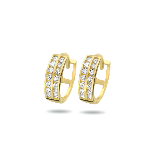 klapoorringen zirkonia 11,5 mm 14K geelgoud