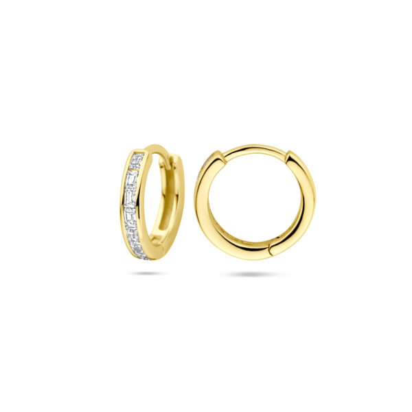 klapoorringen zirkonia 12 mm 1 micron zilver verguld (geel) - Afbeelding 3