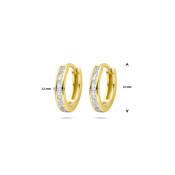 klapoorringen zirkonia 12 mm 1 micron zilver verguld (geel) - Afbeelding 4