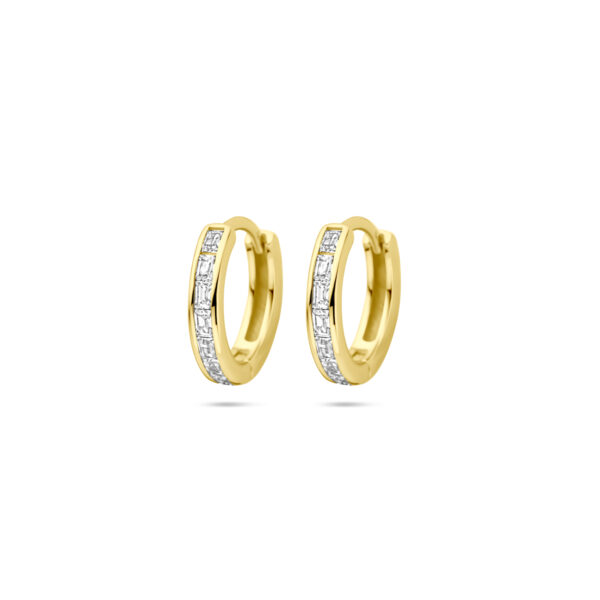 klapoorringen zirkonia 12 mm 1 micron zilver verguld (geel)