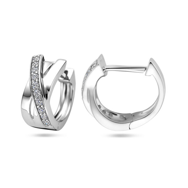 klapoorringen zirkonia zilver gerhodineerd - Afbeelding 3