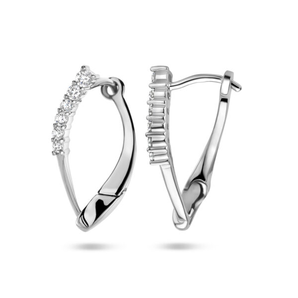 klapoorringen zirkonia zilver gerhodineerd - Afbeelding 3