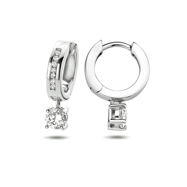 klapoorringen zirkonia zilver gerhodineerd - Afbeelding 3
