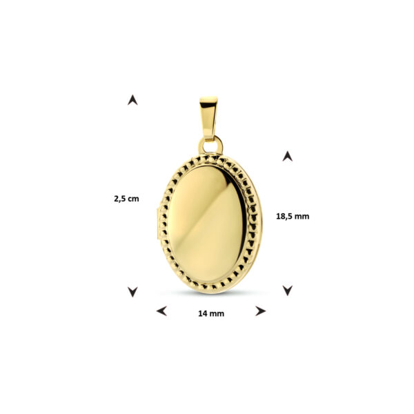 medaillon ovaal bolletjes 14K geelgoud - Afbeelding 4